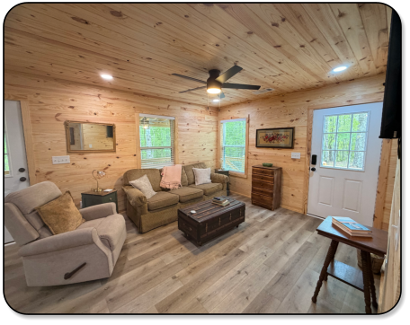 Beautiful wood surronding the cabin at M & M Outdoors Campground.