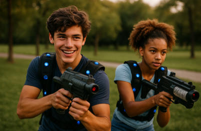 Kids playing laser tag at The Battlefield